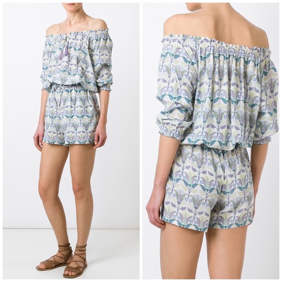 Tory Burch Mosaic Tassel Off The Shoulder Romper - Picture 3 of 8